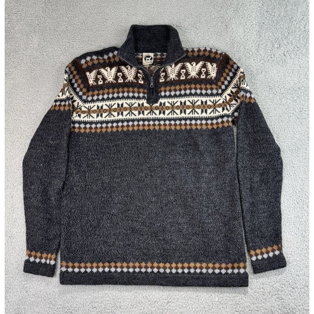 Artesanias Alpaca Acryl Blend 1/4 Quarter Zip Mock Sweater Fair Isles Men's XL